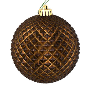Chocolate Durian Glitter Ball Ornament 6" | 4 Per Bag