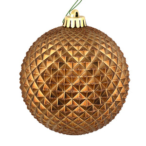 Mocha Durian Glitter Ball Ornament 4"| 6 Per Bag