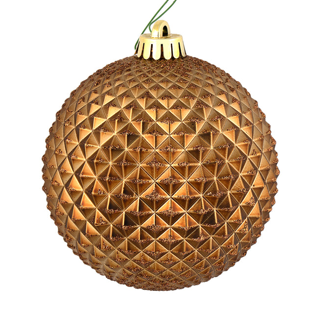 Mocha Durian Glitter Ball Ornament 4"| 6 Per Bag