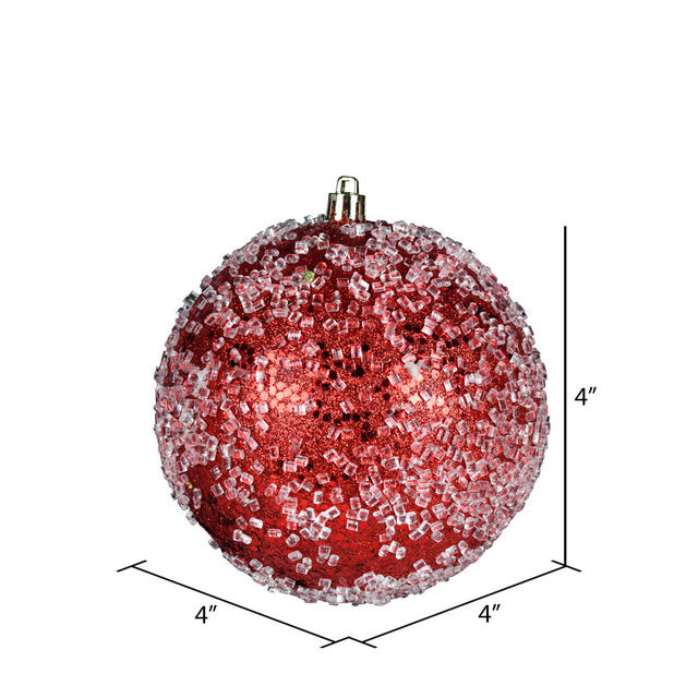 4" Glitter Hail Ball Ornament, 6/Bag