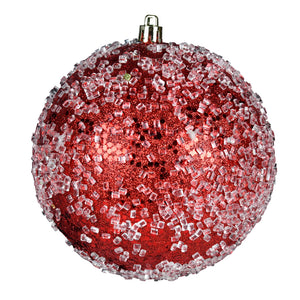 4" Glitter Hail Ball Ornament, 6/Bag