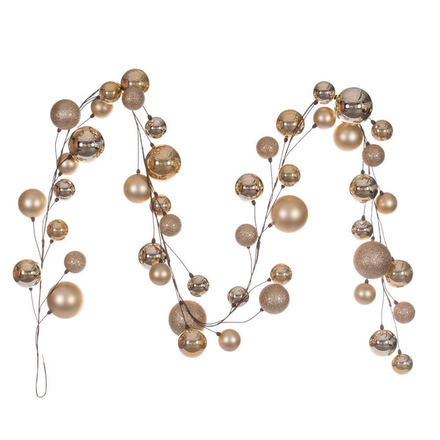 120" Champagne And Rose Assorted Finish Branch Ball Ornament Garland