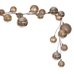 120" Champagne And Rose Assorted Finish Branch Ball Ornament Garland