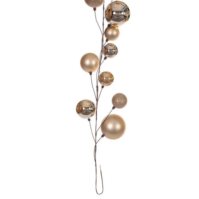 120" Champagne And Rose Assorted Finish Branch Ball Ornament Garland