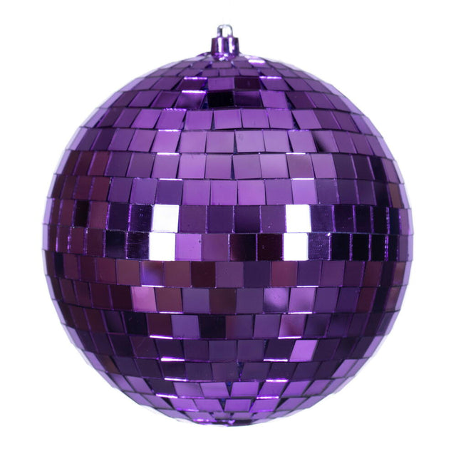 6" Purple Mirror Ball Ornament |Set of 4