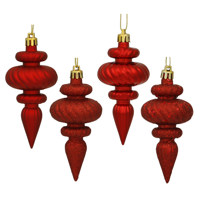 4" Red Finial 4 Finish Asst 8/Box