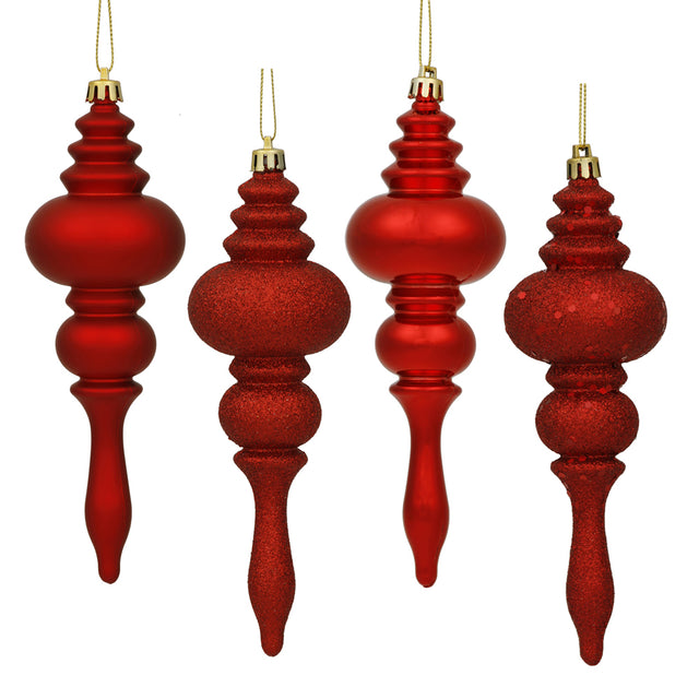 7" Red Finial 4 Finish Asst 8/Box