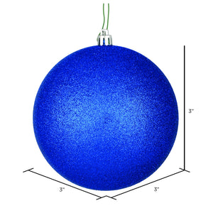 Midnight Blue Glitter Ball Ornament 3"