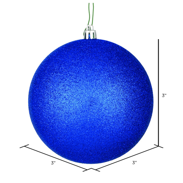 Midnight Blue Glitter Ball Ornament 3"