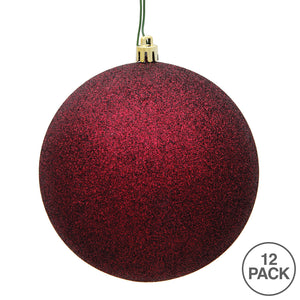 Dark Red Glitter Ball Ornament 3"