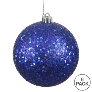 Cobalt Sequin Ball Ornament 4", 6 per Bag