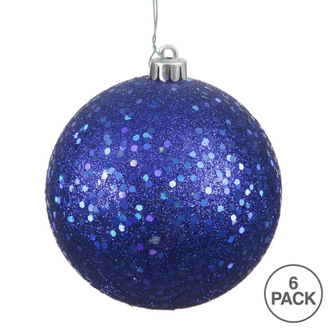 Cobalt Sequin Ball Ornament 4 inch, 6 per Bag