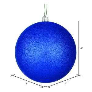 Midnight Blue Glitter Ball Ornament 4"