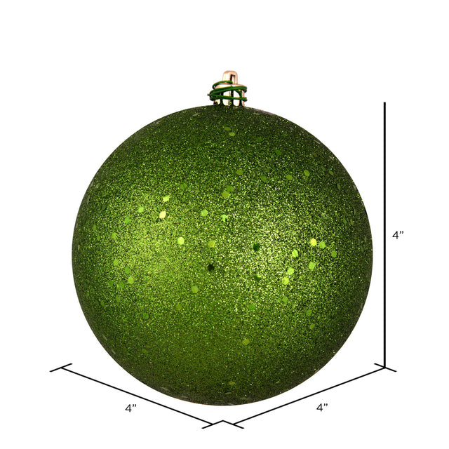 4" Juniper Green Sequin Ball Ornament, 6 per Bag
