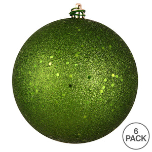 4" Juniper Green Sequin Ball Ornament, 6 per Bag