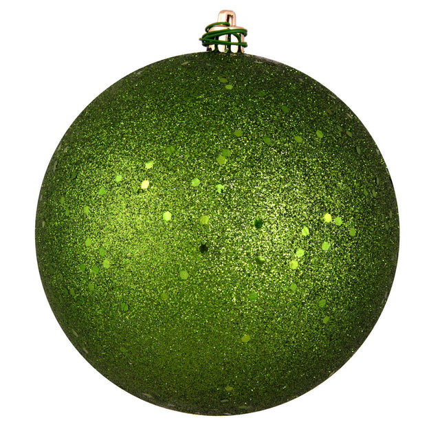 6" Juniper Green Sequin Ball Ornament, 4 per Bag Shatterproof