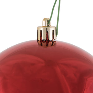 6" Red Shiny Ball UV Drilled Cap Shatterproof Bag of 4
