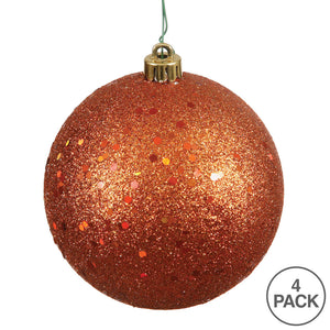 Burnished Orange Sequin Ball Ornament 4"
