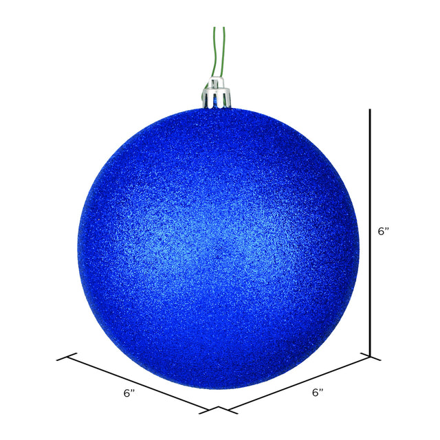 Midnight Blue Glitter Ball Ornament 6"