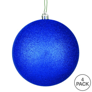 Midnight Blue Glitter Ball Ornament 6"