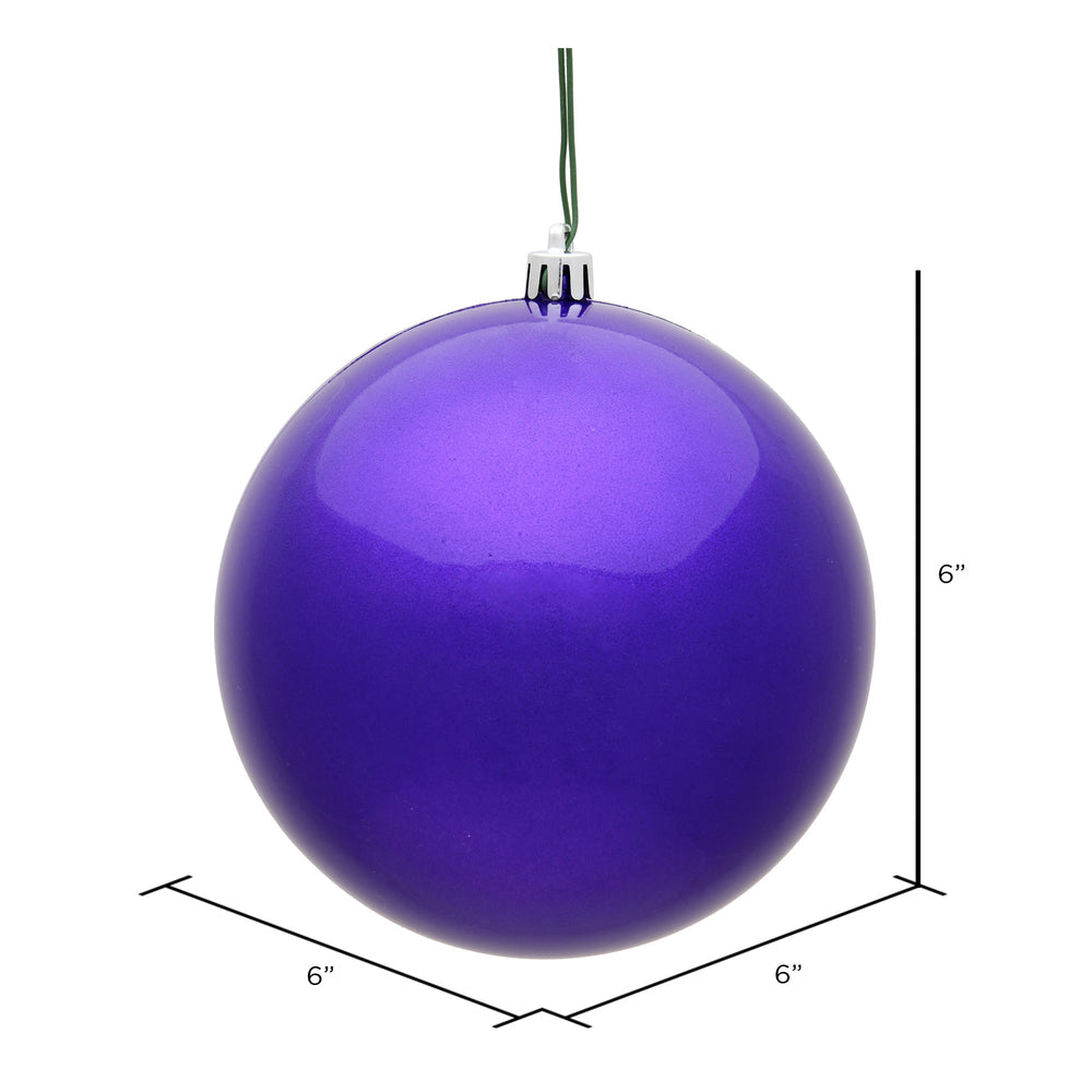 6" Purple Shiny Shatterproof Ball Ornament | Pack of 4