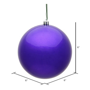 6" Purple Shiny Shatterproof Ball Ornament | Pack of 4