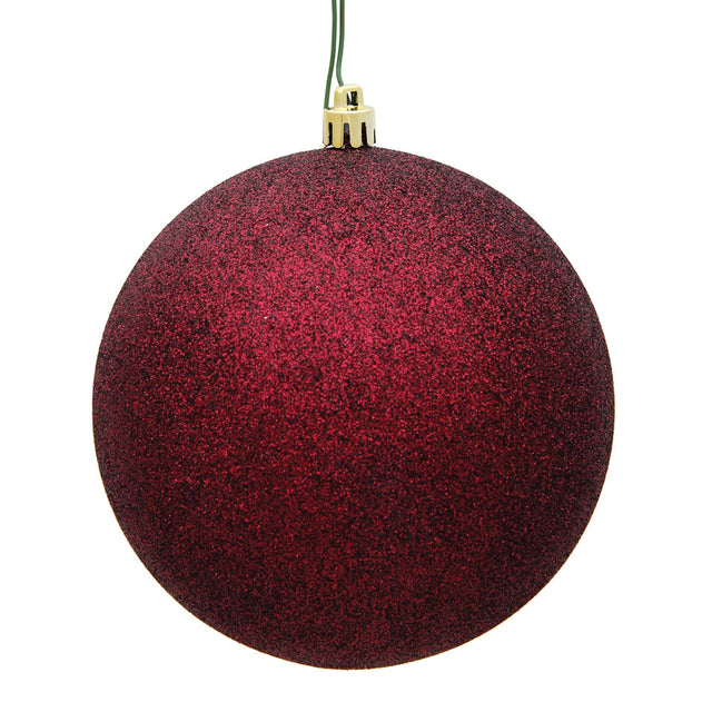 Dark Red Glitter Ball Ornament 6"