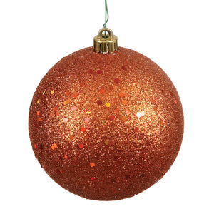 Burnished Orange Sequin Ball Ornament 6" | Set of 4
