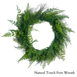 36" Natural Touch Fern Wreath | UV Treated