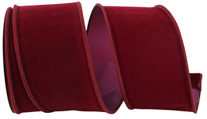 Burgundy Velvet Outdoor Wired Edge Ribbon, 2-1/2 Width, 10 Yards