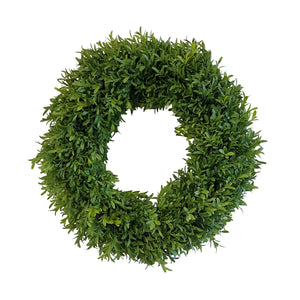 18" Green Tea Leaf Boxwood Wreath