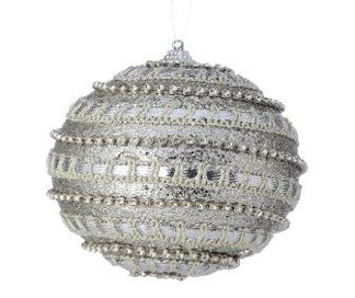 4" La Vie Pari Bead Trim and Jewel Ball Ornament