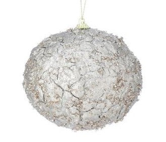 4.5" Beaded Crackle Metallic Ball Ornament