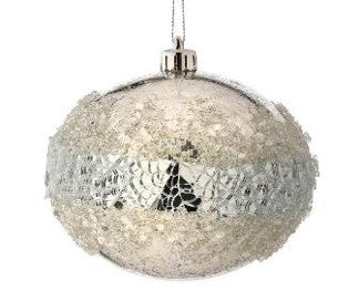 100MM VP Mercury Ice Mirror Ball Ornament, 3 Per Bag