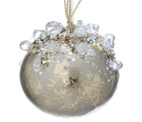 Heavy Jeweled Ball Ornament, Sapphire Red Gold Ivory Emerald, additional view