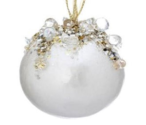 4" Heavy Jeweled Ball Ornament | Sapphire Red Gold Ivory Emerald