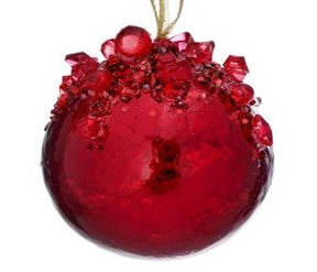 Heavy Jeweled Ball Ornament, Sapphire Red Gold Ivory Emerald, additional view