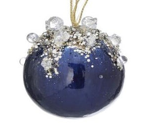 4" Heavy Jeweled Ball Ornament | Sapphire Red Gold Ivory Emerald