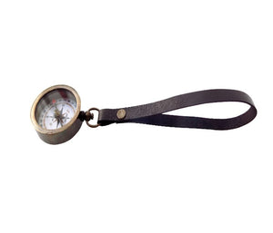 Glass and Brass Compass with Leather Strap