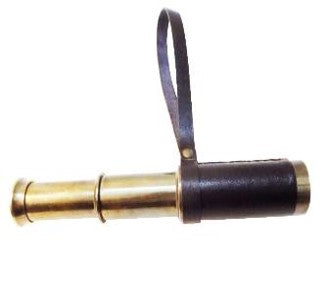 7 inch Brass and Leather Telescope Ornament with Strap