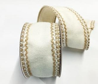2.5 inch Ivory Jute Trim, Wool Felt- 5 yards