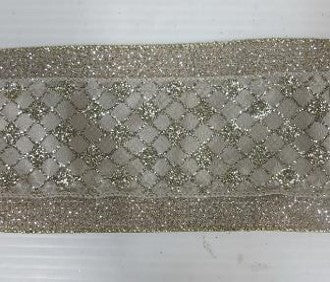 4" Champagne Glitter Diamond Pattern Ribbon- 10 Yards