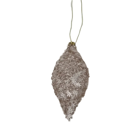 7 inch Metallic Snowflake Finial Ornament gold, champagne