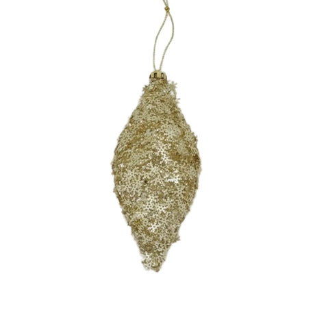Metallic Snowflake Finial Ornament gold, champagne, additional view