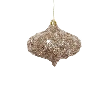 Metallic Snowflake Onion Ornament gold, champagne, additional view