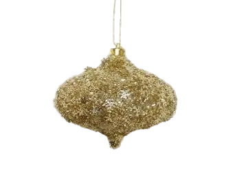 4 inch Metallic Snowflake Onion Ornament gold, champagne