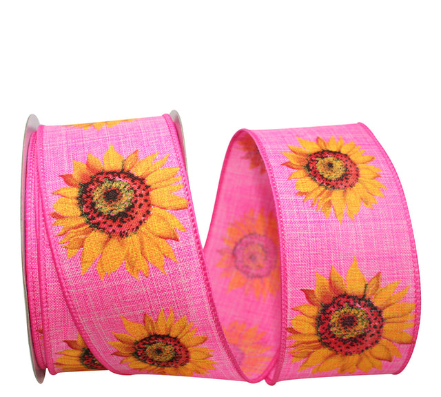 2.5" Sunflower Linen Ribbon, 20 Yards