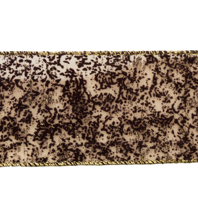2.5"x10yd Dark Brown Gold Fleck Ribbon