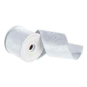 4" Silver Shimmer Texture Ribbon- 10 Yards