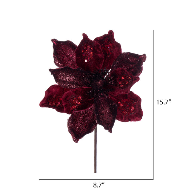 15" Deluxe Magnolia Stem - Burgundy | Red | Champagne | Pewter | Midnight Green | Midnight Blue